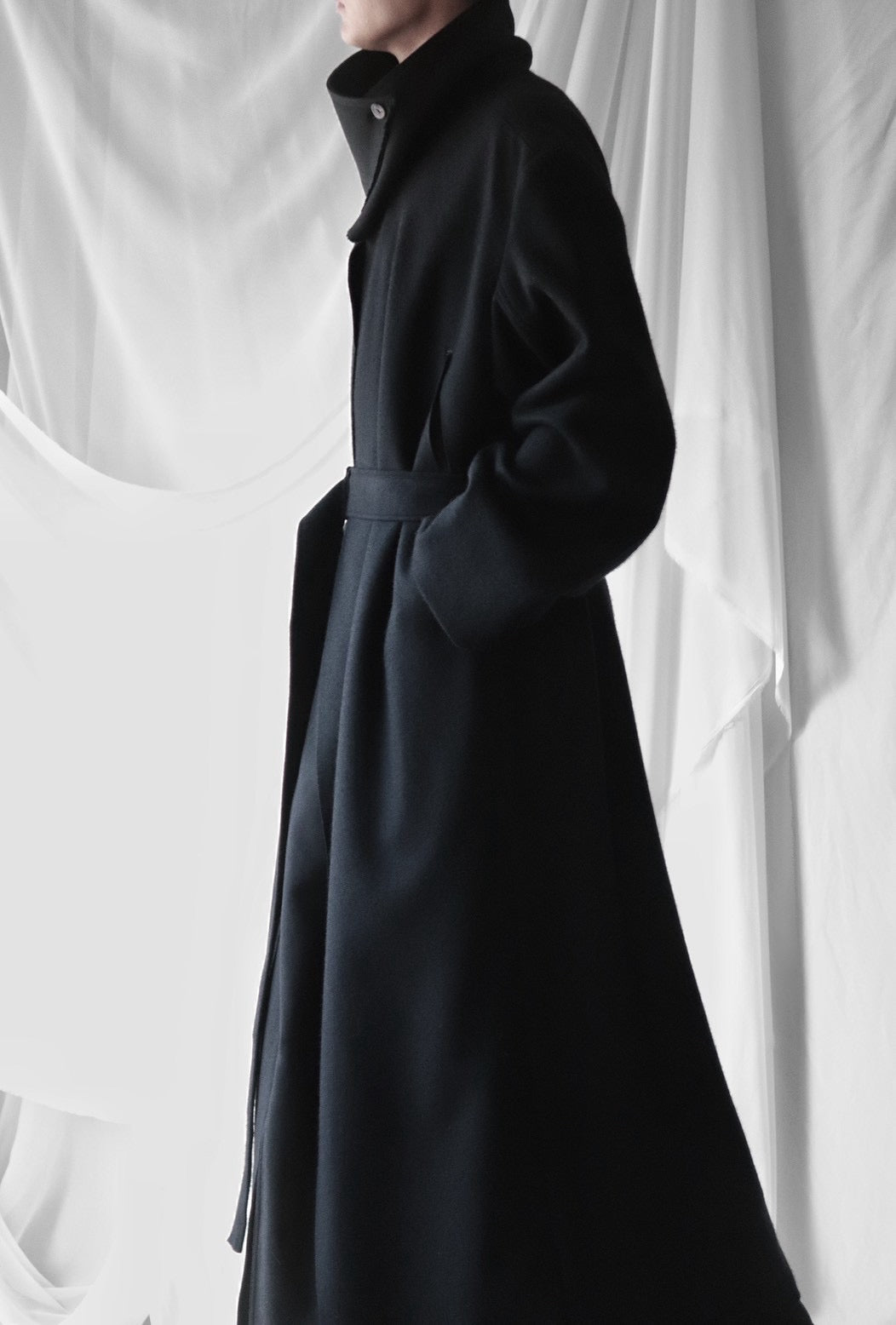 melton&gabardine layered coat