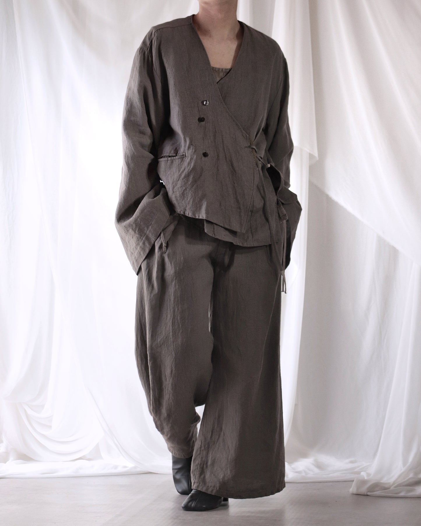 collarless jacket
