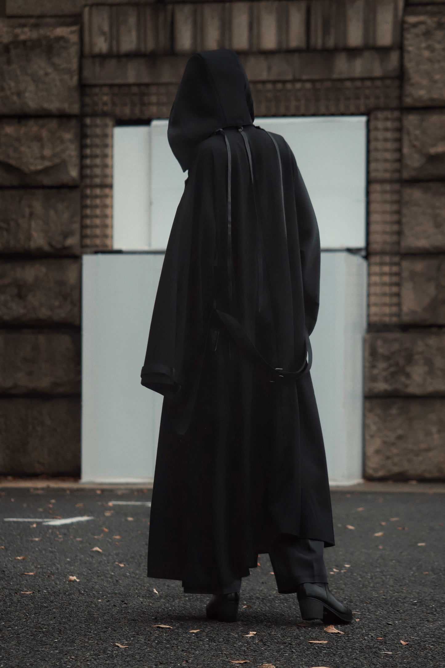 wool × leather layered coat