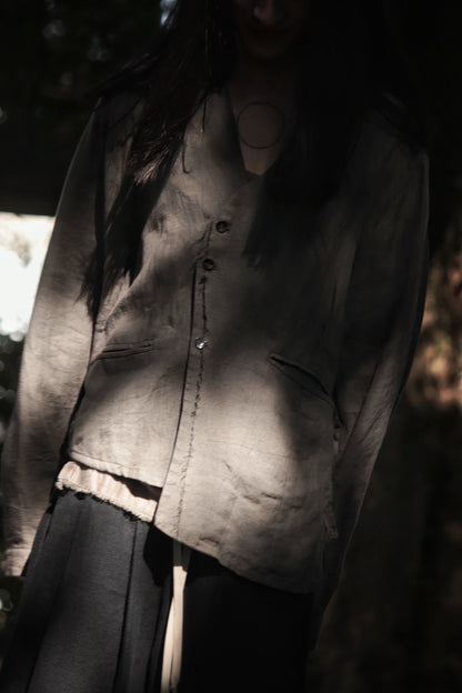 collarless jacket