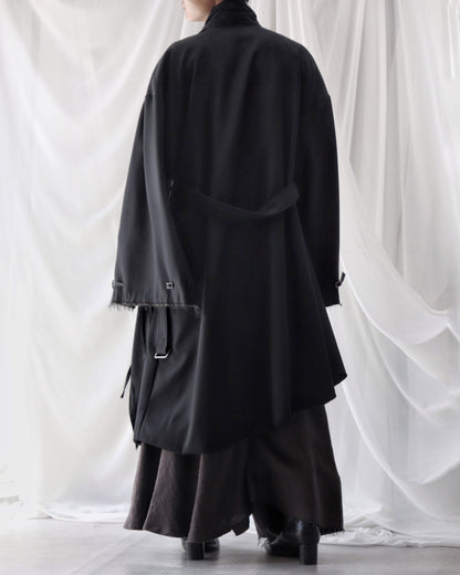 layered frayed coat