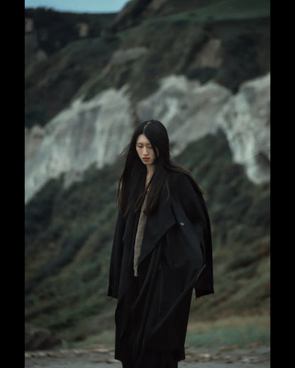layered frayed coat