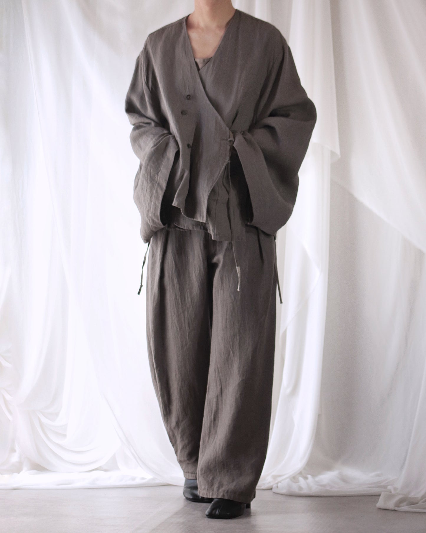 collarless jacket
