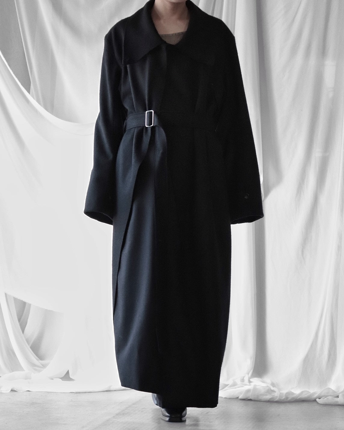 melton&gabardine layered coat
