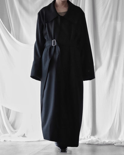 melton&gabardine layered coat