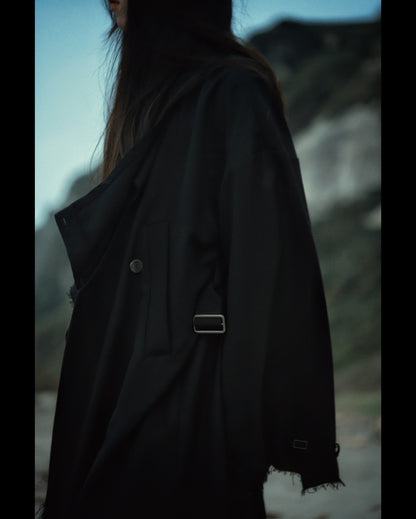 layered frayed coat