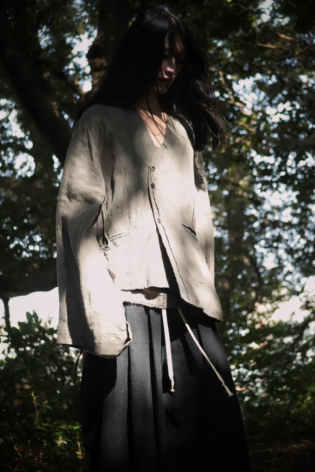 collarless jacket