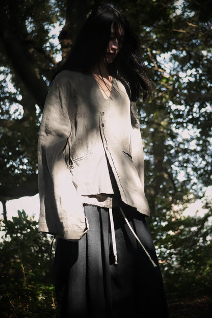 collarless jacket