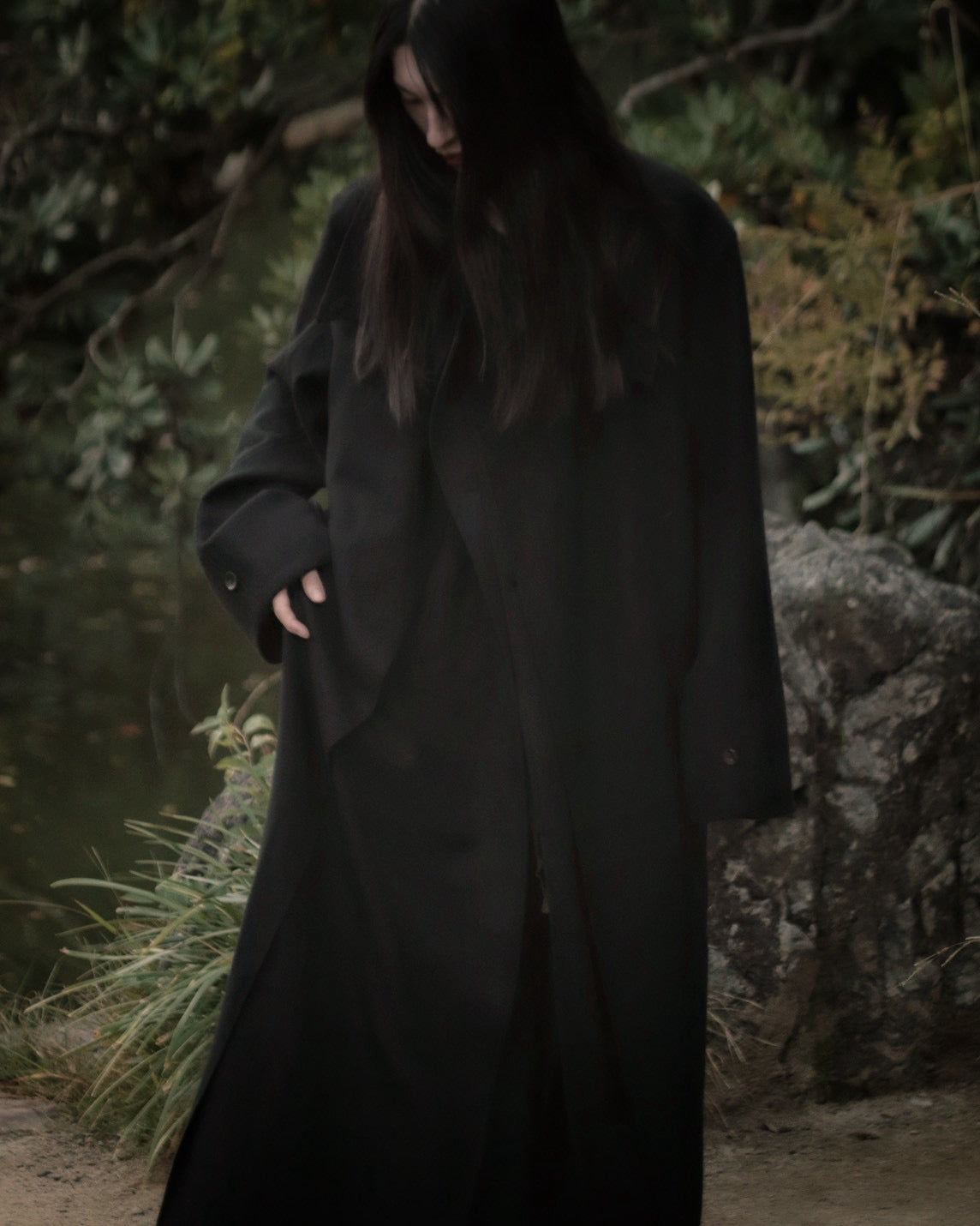 melton&gabardine layered coat