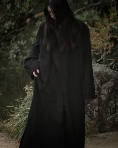 melton&gabardine layered coat