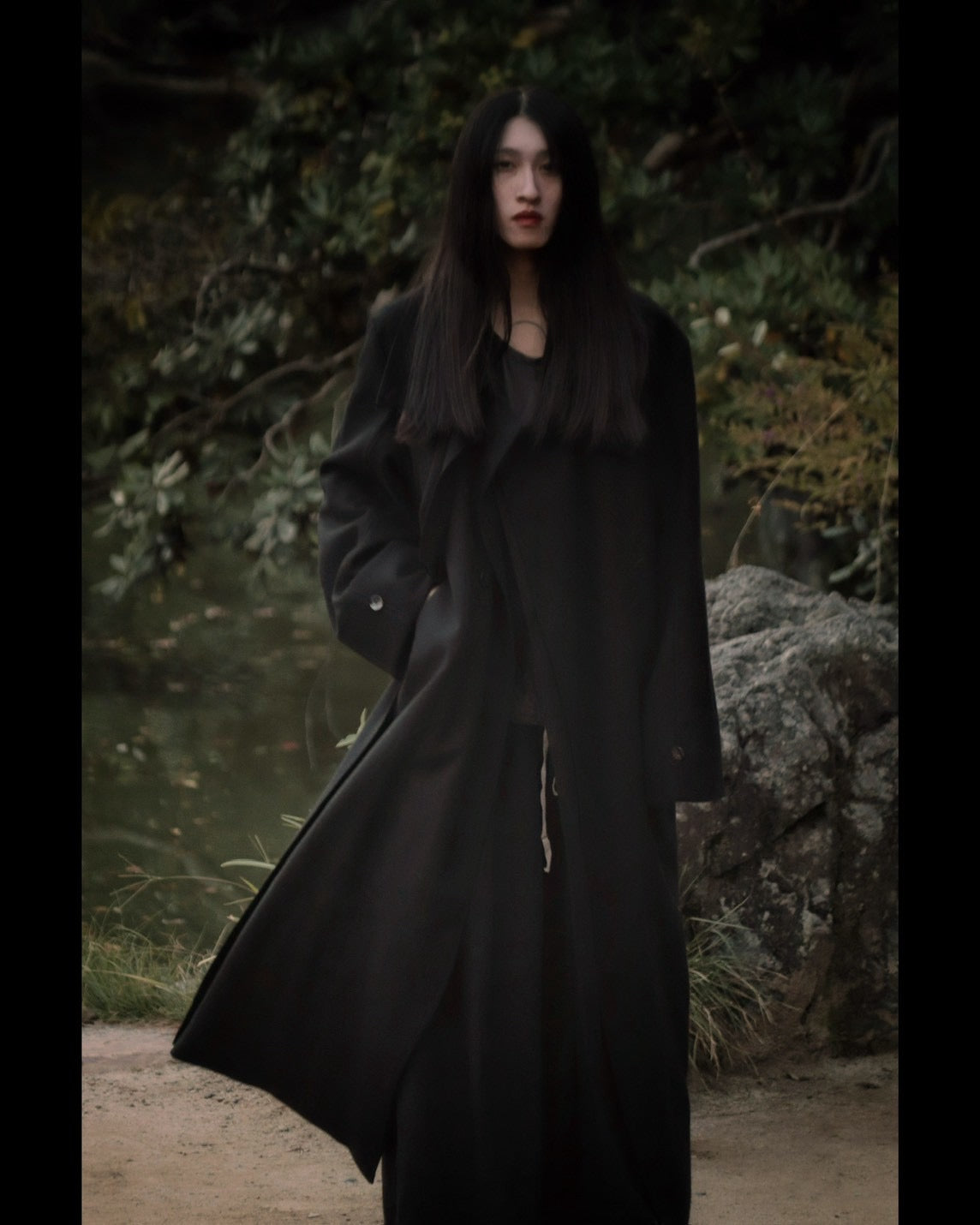 melton&gabardine layered coat