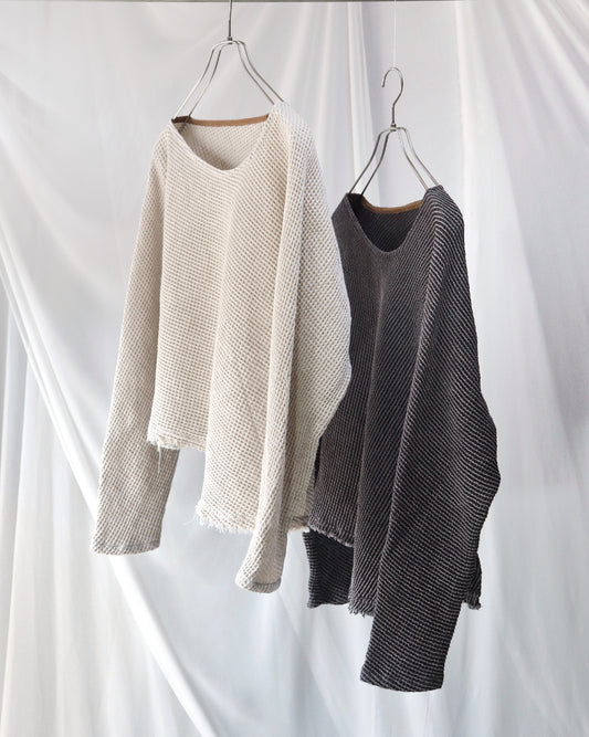 waffle bias pullover