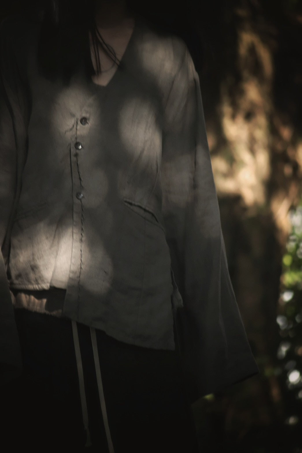 collarless jacket