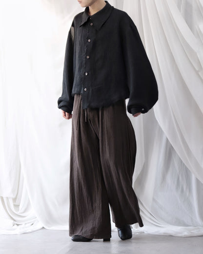 cut off flare sleeve shirt/black