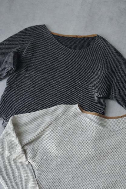 waffle bias pullover