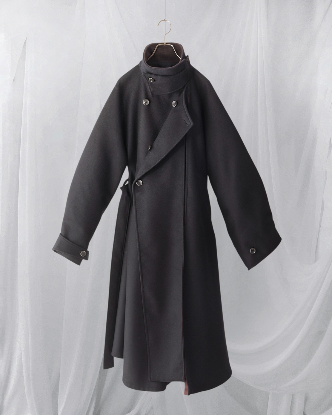 wool melton asymmetry coat