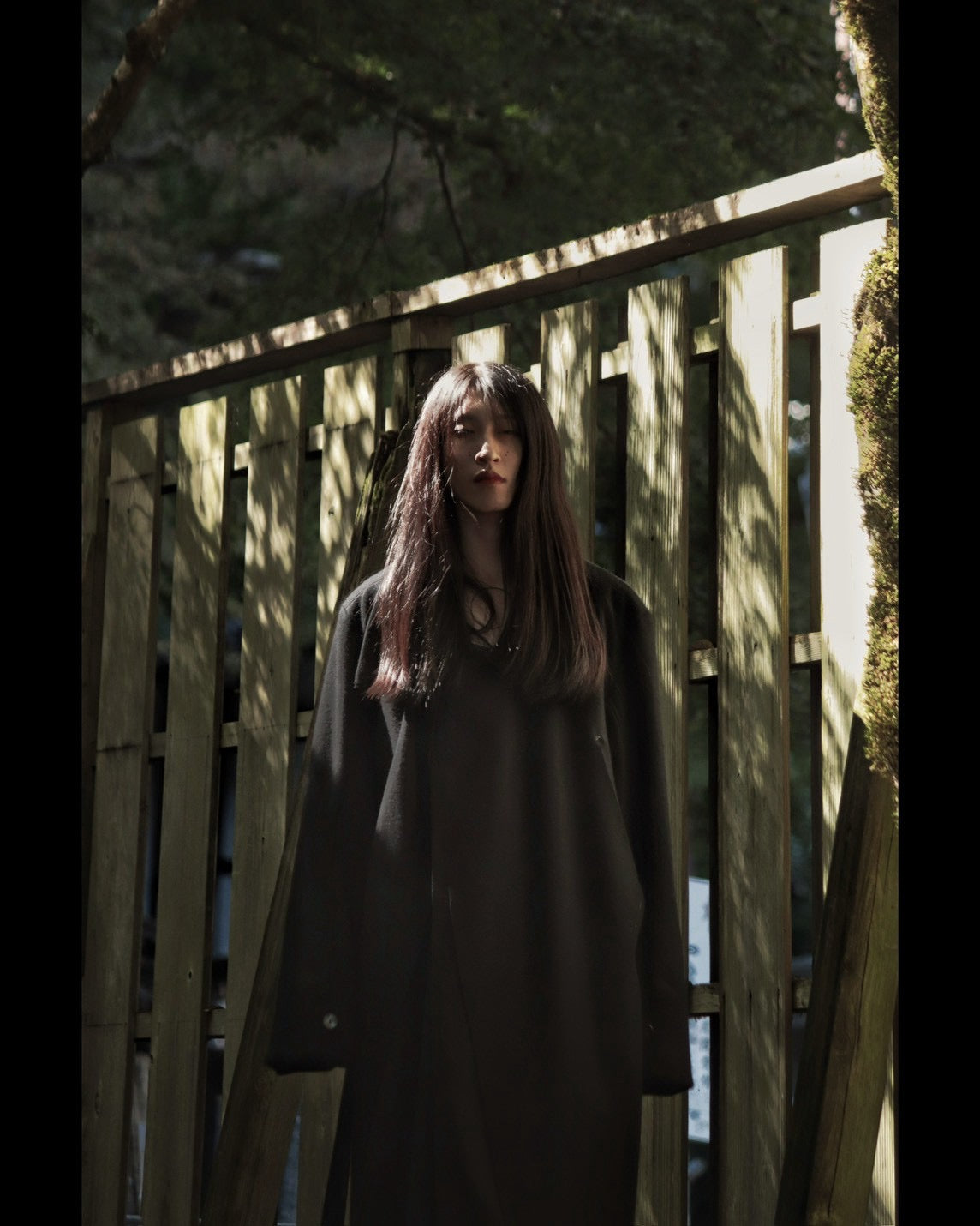 melton&gabardine layered coat