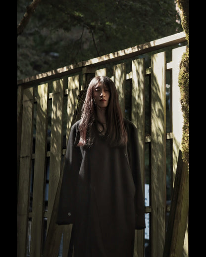 melton&gabardine layered coat