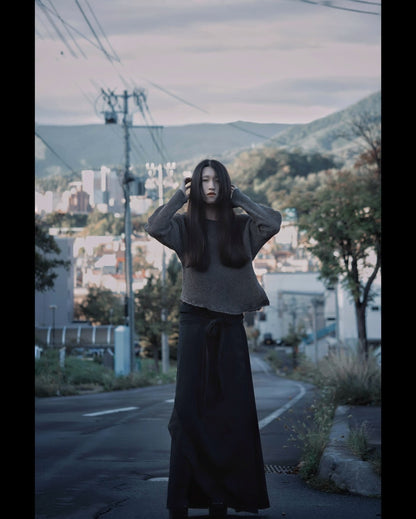 waffle bias pullover