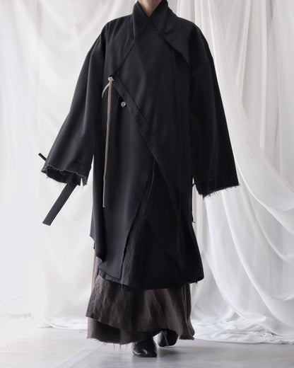 layered frayed coat