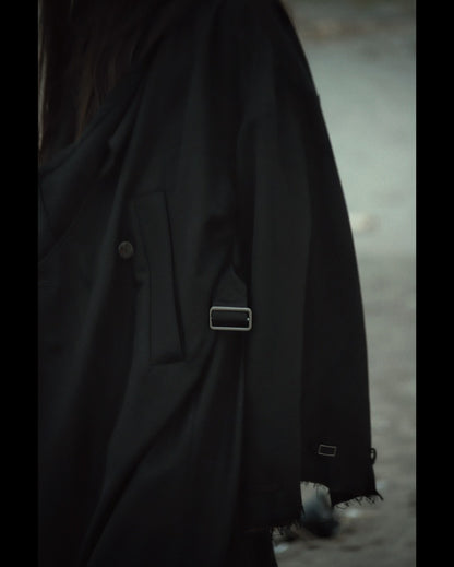 layered frayed coat