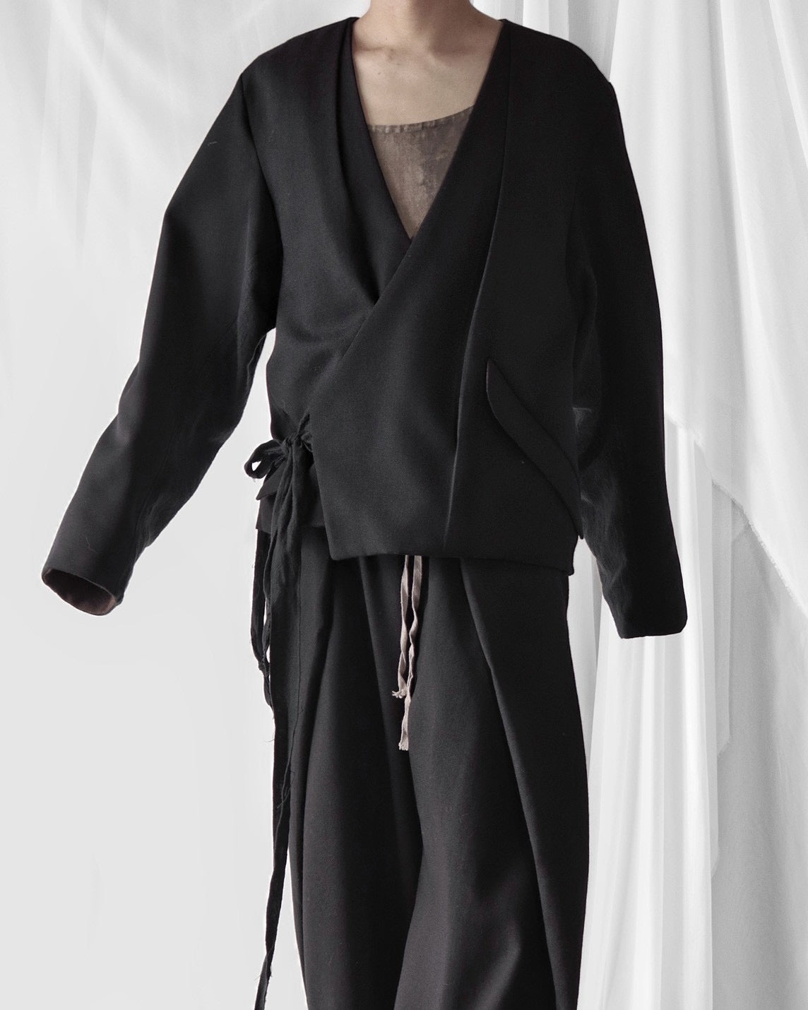 collarless tailored jacket