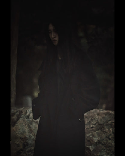 melton&gabardine layered coat