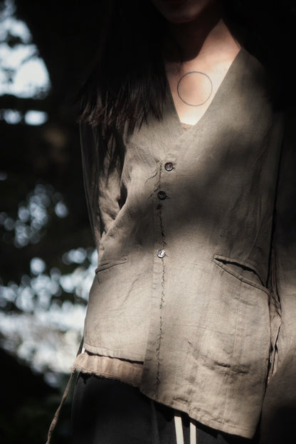 collarless jacket