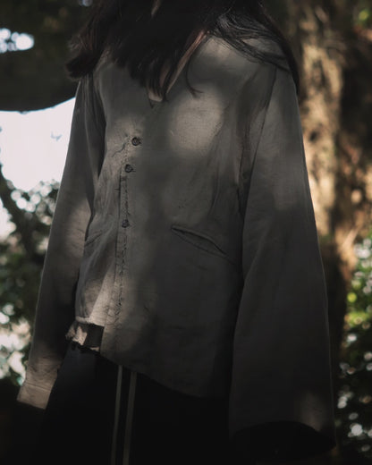 collarless jacket