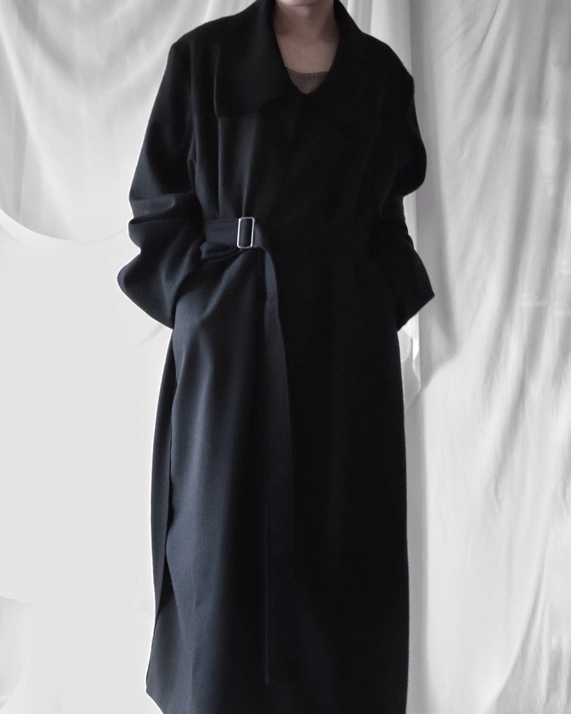 melton&gabardine layered coat