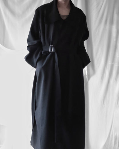 melton&gabardine layered coat