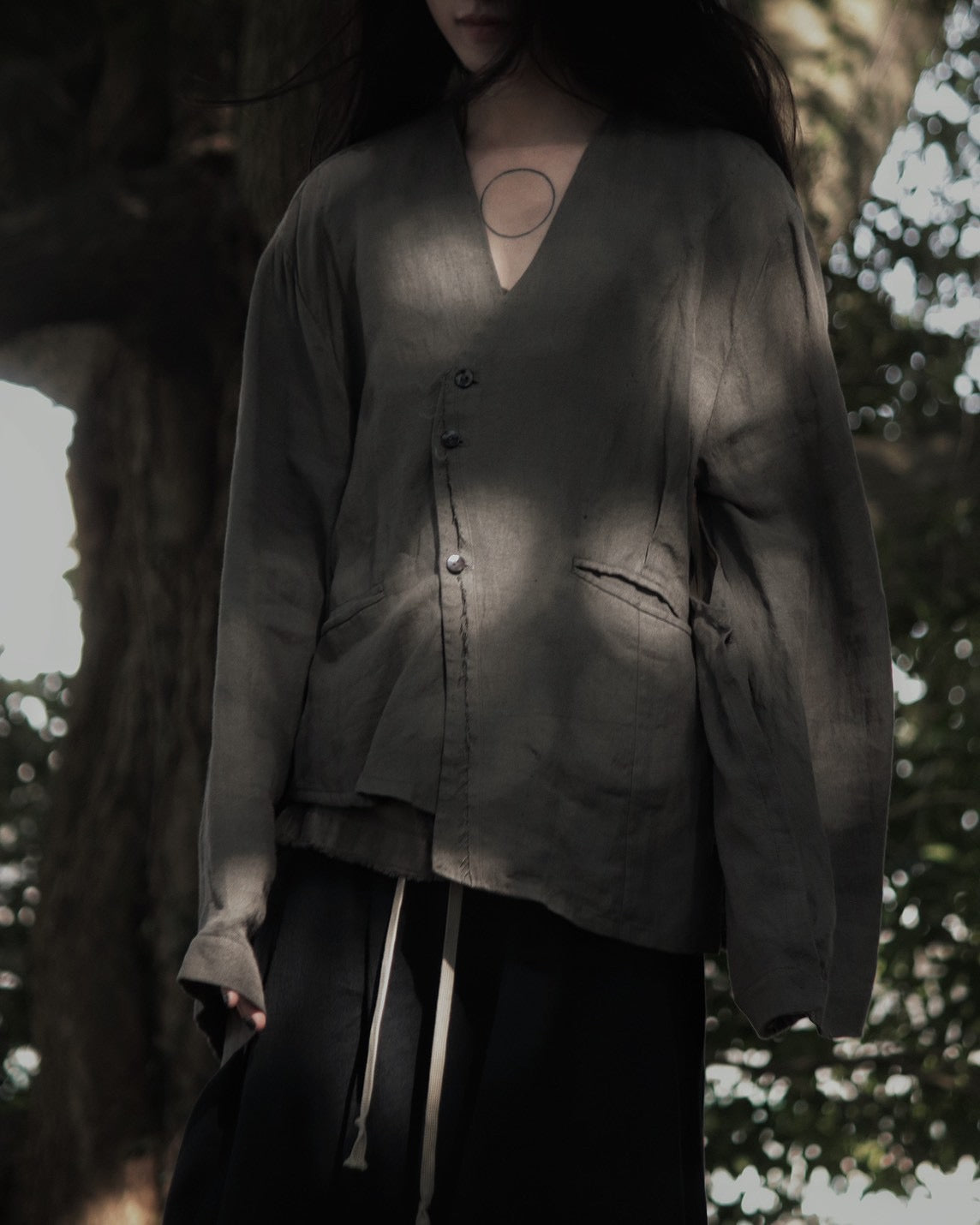 collarless jacket