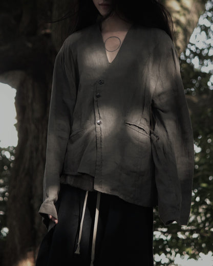 collarless jacket