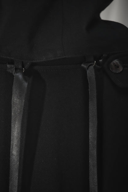 wool × leather layered coat