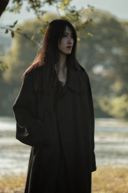 melton&gabardine layered coat