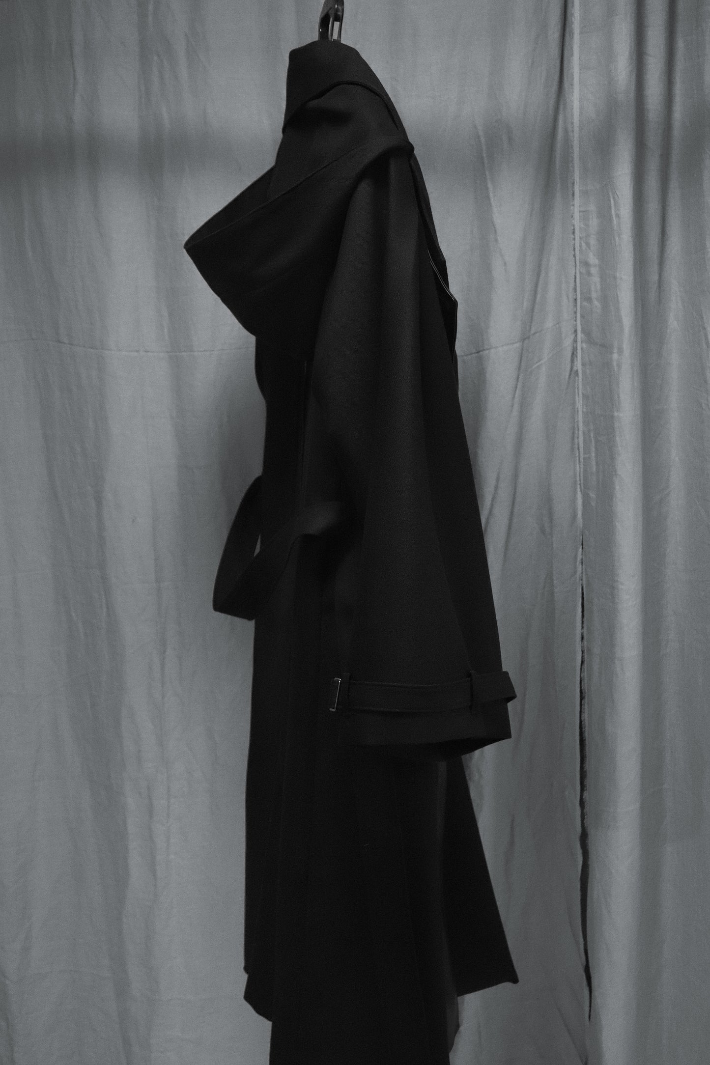 wool × leather layered coat