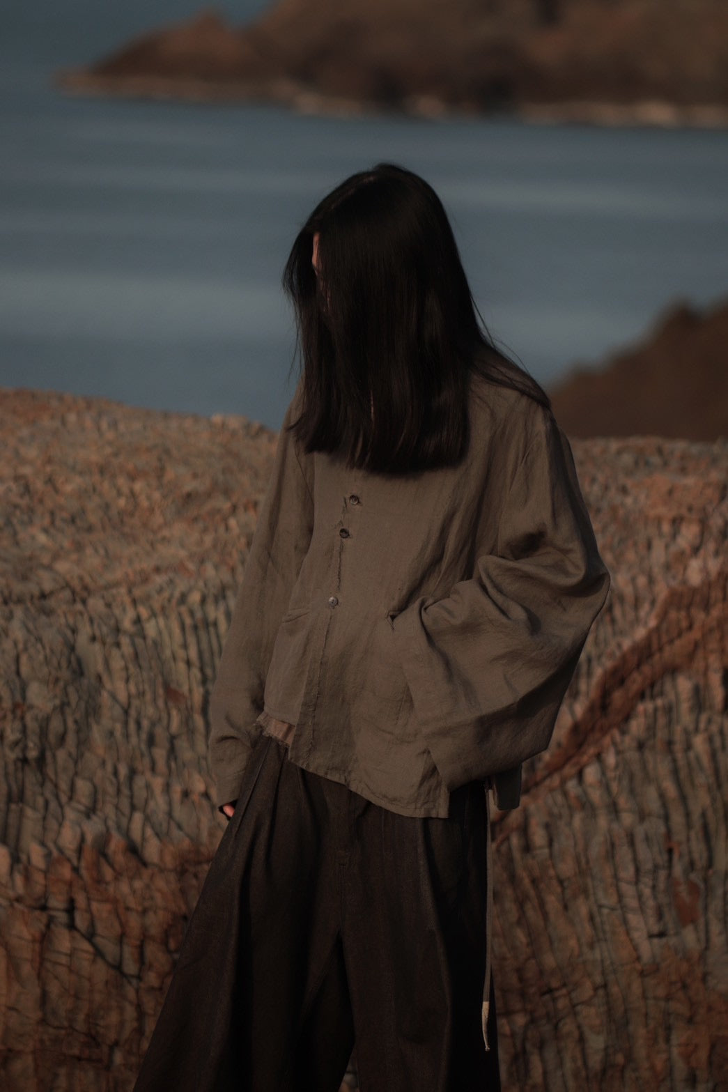 collarless jacket