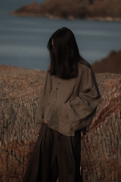 collarless jacket
