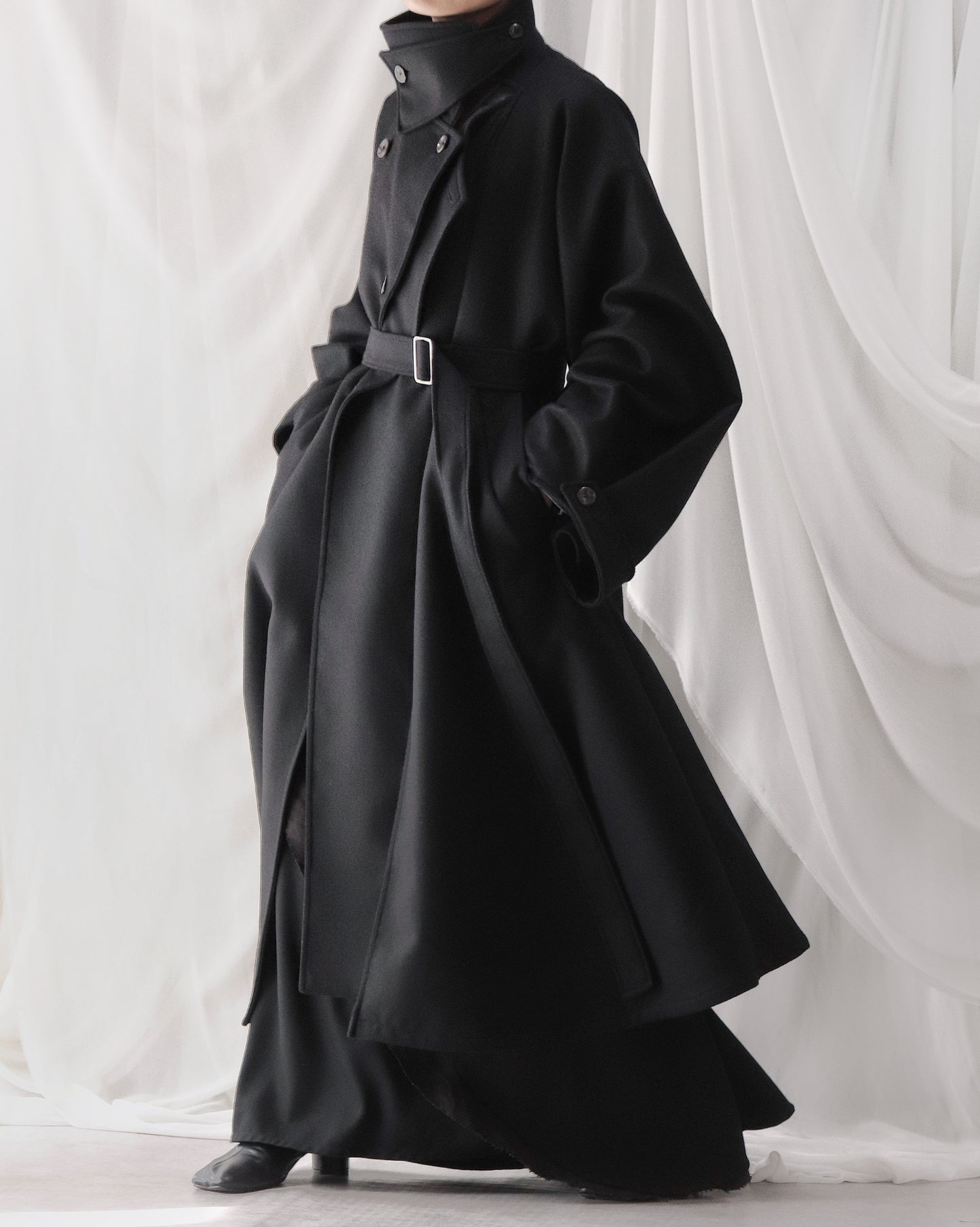 wool melton asymmetry coat