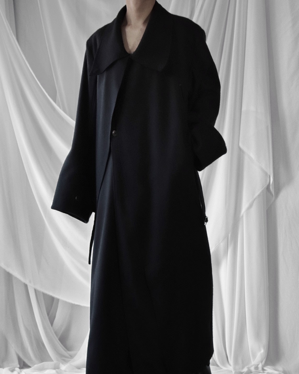 melton&gabardine layered coat