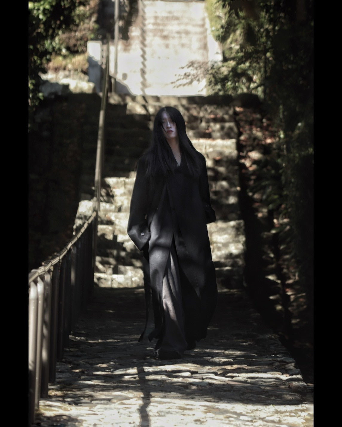 melton&gabardine layered coat