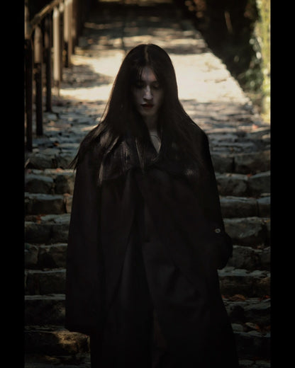 melton&gabardine layered coat
