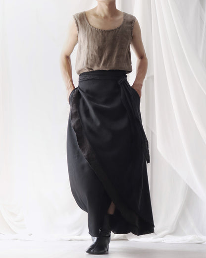 wrapped layered frayed skirt