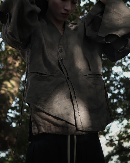 collarless jacket
