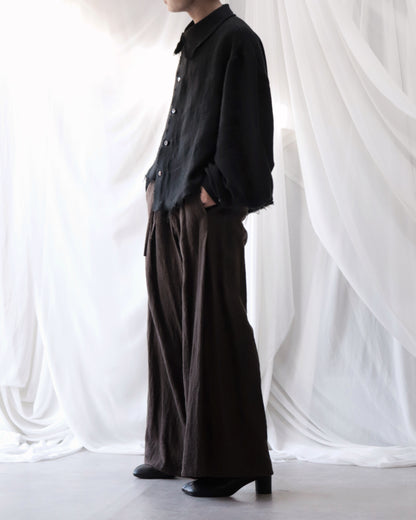 cut off flare sleeve shirt/black