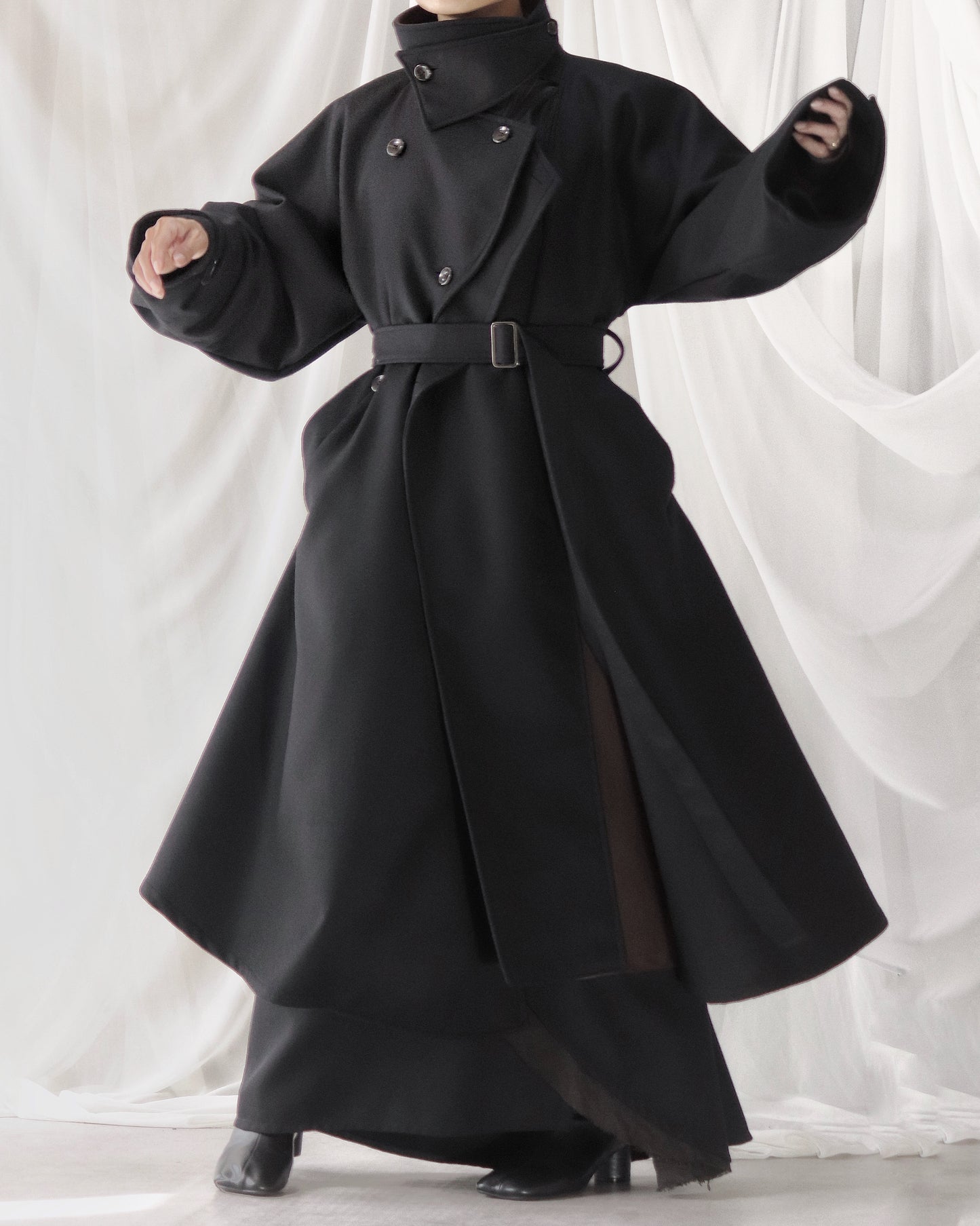 wool melton asymmetry coat