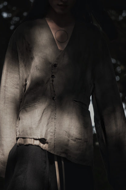 collarless jacket