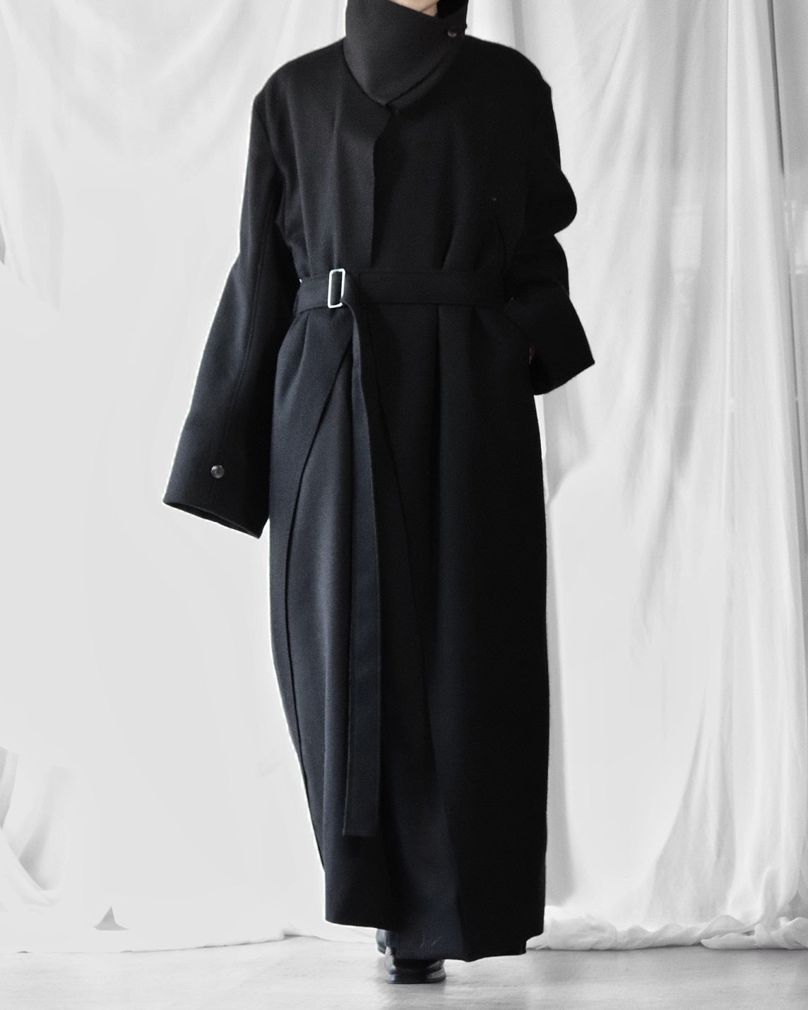melton&gabardine layered coat
