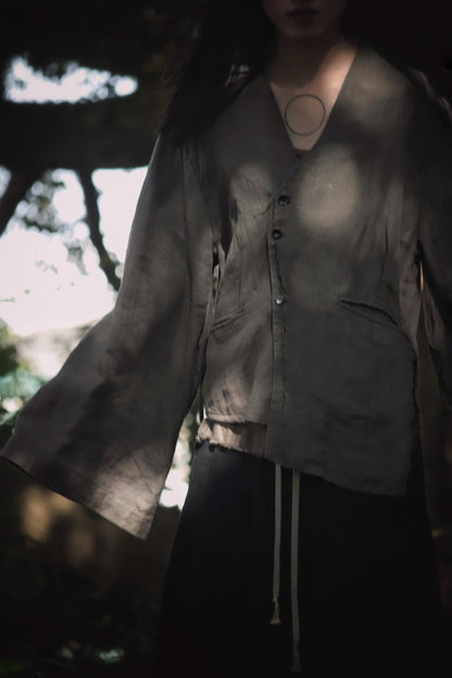 collarless jacket