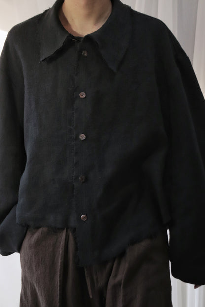 cut off flare sleeve shirt/black